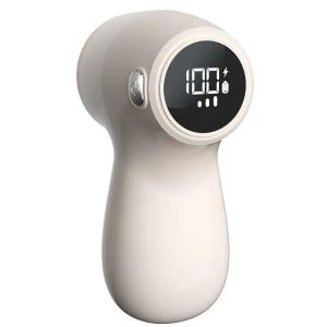 Aparat Electric de Curatat Scame 2in1, Flippy, Indepartare Scame si Aspirare, 15 x 8.5 cm, din ABS si Otel Inoxidabil, Incarcare USB Tip C, Bej