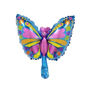 Balon din Folie Metalizata Flippy, Mini Figurine, Model Fluturaș, 40x34cm, Ambalaj Individual, Pai Inclus, Umflare cu Aer si Heliu, Multicolor