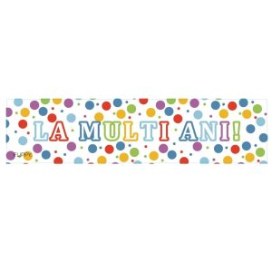 Banner Aniversar, Flippy, Colectie LA MULTI ANI, 98 x 24 cm, Multicolor