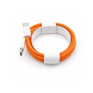 Cablu de Date si Incarcare USB-C la USB-C, Flippy, 60W, Compatibil iPhone 17 si Huawei, Nylon Impletit, 1 m, Portocaliu