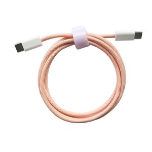 Cablu de Date Universal, Flippy, Incarcare Rapida, Type-C to Type-C Compatibil cu Telefon sau Tableta, Cablu de Incarcare Impletit din Nailon, 1 m, Roz