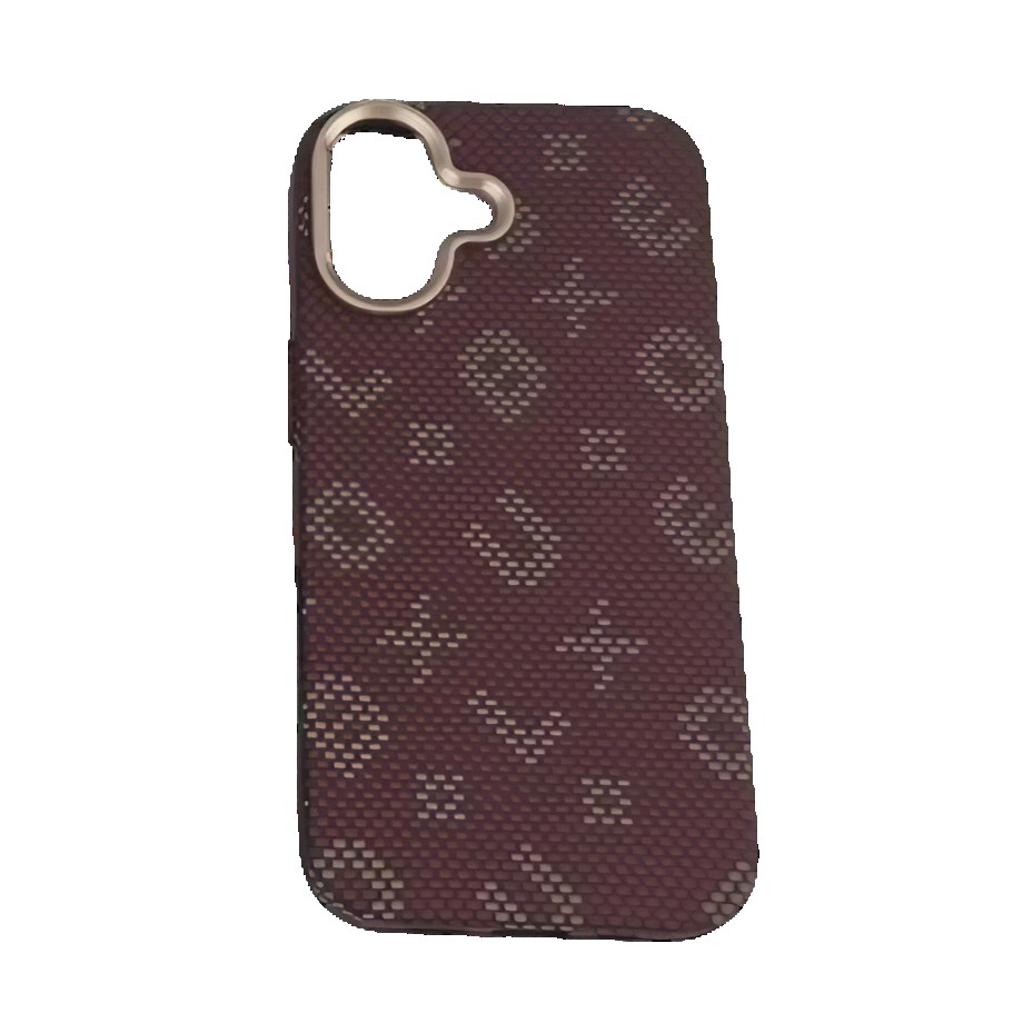 Carcasa Magnetica, Flippy, Compatibila Apple iPhone 17, din Fibra de Carbon, Litere Fosforescente, Maro