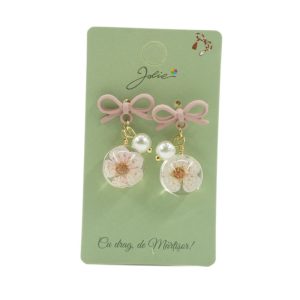 Cercei Dama de Primavara, Jolie, Model Floare in Glob, Eleganti si Moderni, 3 x 1 cm per unitate, Roz