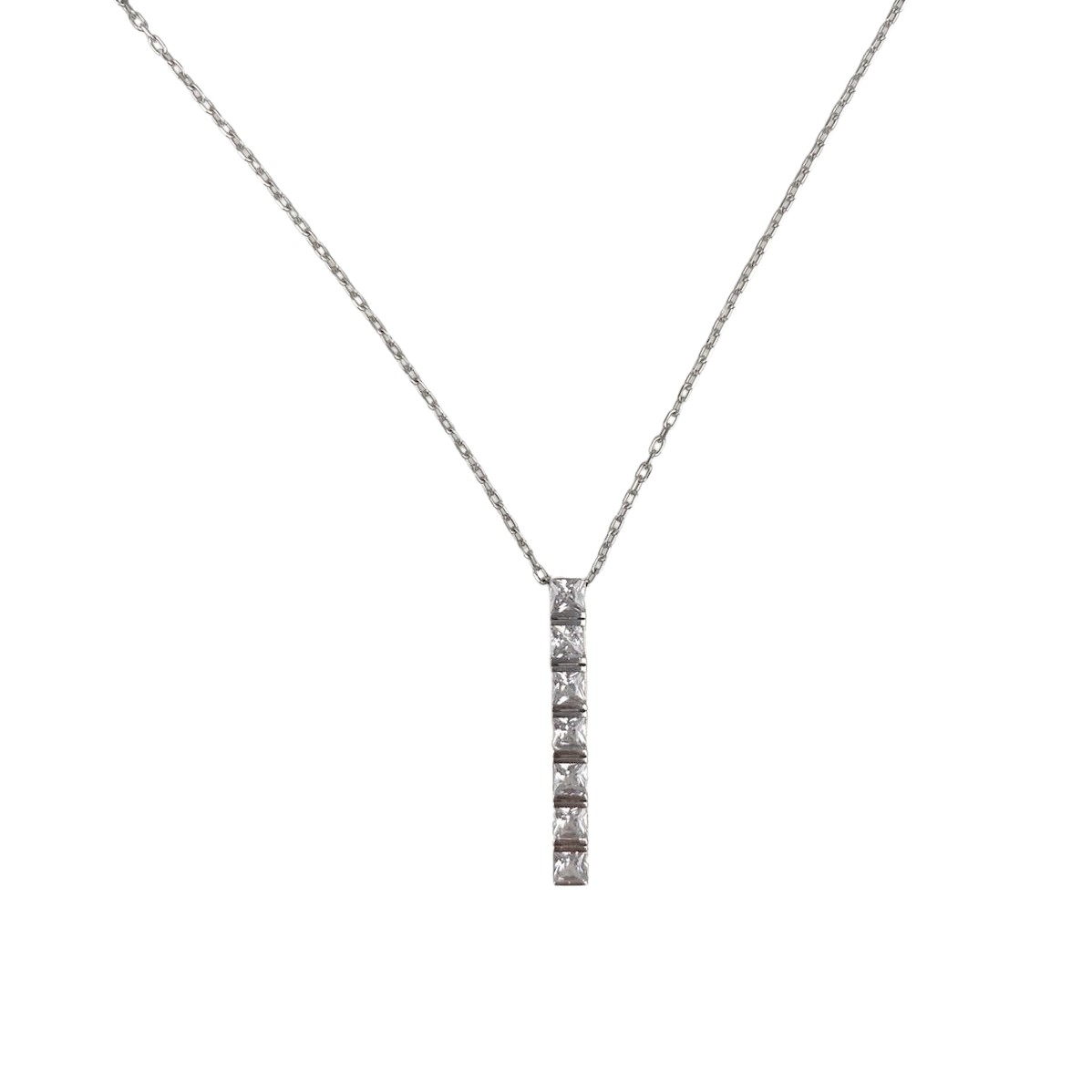 Colier Argint 925, Bagheta cu Zirconii 40 cm