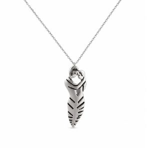 Colier din Argint 925, Jolie Silver, Model Cuplu Îmbrățișat, Design Simbolic, Finisaj Lucios, Lungime 41.5 cm, Argintiu