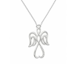 Colier din Argint 925, Jolie Silver, Model Înger Împletit, cu Zirconii Albe, Design Ajurat, Finisaj Lucios, Lungime42.3cm, Argintiu
