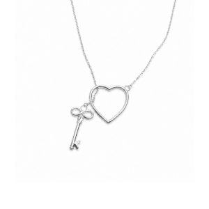 Colier din Argint 925, Jolie Silver, Model Inimă și Cheie, Design Elegant, Finisaj Lucios, Greutate 2,2 g, Dimensiuni 2x2 cm, Argintiu
