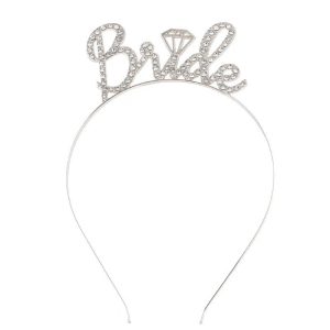 Coronita pentru Mireasa, Flippy, Model Bride, cu Cristale, Marime Universala, 12.5 x 14.5 cm, Alb