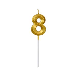 Lumanare Cifra 8, Flippy, Model Diamond, 5 x 3.4 cm, Auriu
