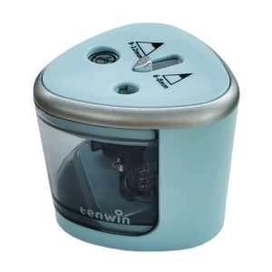 Ascutitoare Electrica cu 2 Orificii de Dimensiuni Diferite, Flippy, Gri, Baterii 4 x AA (neincluse), 7.5 x 7.5 x 7.5 cm, Albastru