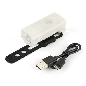Far cu LED proiector pentru bicicletatrotineta, Flippy, reincarcabil, cablu USB inclus, 3 moduri de lumina, IPX4, Alb, 6.5x2.9x2.3 cm