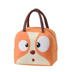 Geantă Frigorifică, Flippy, cu Desene Animat, Portabilă pentru Copii, de Prânz, din Pânză Oxford, 22x14x19 cm, Model Catelus, Maro