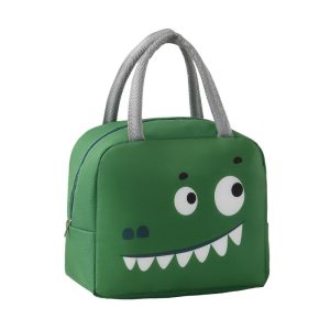 Geantă Frigorifică, Flippy, cu Desene Animat, Portabilă pentru Copii, de Prânz, din Pânză Oxford, 22x14x19 cm, Model Crocodil, Verde