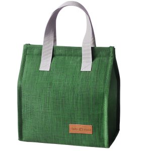 Geanta Termoizolanta Tip Bento Bag Flippy, Camping Cooler, Aluminiu, 22.5x13x25,5 cm, 3.3 L, Verde