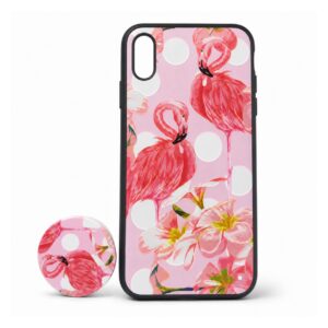 Husa Apple iPhone XS Max Multicolor Model Flamingo Popsocket inclus