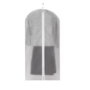 Set 5 Huse de Depozitare cu Fermoar, Flippy, pentru Haine, de Protectie, pentru Voiaj, Netesut, Rezistent la Praf, 60x120 cm, Transparent-Alb