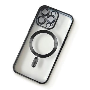 Husa de Protectie Compatibil cu iPhone 16 Pro Max, Flippy, Incarcare Wireless, Tehnologie Magsafe, Carcasa din TPU/ PC, Protectie Camera, Antisoc, Antizgariere, Negru - Transparent