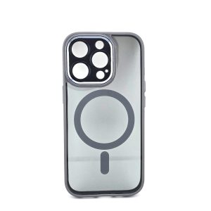 Husa de Protectie Compatibil cu iPhone 16 Pro Max, Flippy, Incarcare Wireless, Tehnologie Magsafe, Carcasa din TPU/ PC, Protectie Camera, Antisoc, Antizgariere, Gri - Transparent