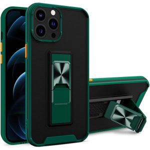 Husa Telefon, Flippy, Compatibila Apple iPhone 13 Mini, Carcasa Defender Sergeant Brave,  Magnetic, cu Suport, Verde Inchis
