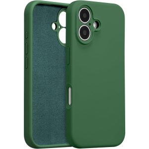 Husa de Protectie, Flippy, pentru iPhone 16, Liquid Silicone, cu Microfibra pe Interior, Protectie Antisoc, Compatibil Incarcare Wireless, Verde
