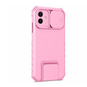 Husa Defender cu Stand pentru Samsung Galaxy A03, Roz, Suport reglabil, Antisoc, Protectie glisanta pentru camera, Flippy