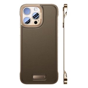 Husa pentru iPhone 16 Pro Max, husa de protectie pentru telefon, Flippy, Design Modern fara margini, Subtire, din Piele PU, Desert Gold
