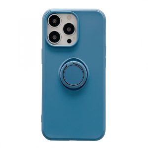 Husa protectie Flippy compatibila cu Apple iPhone 13 Pro Max Liquid Silicone Ring cu suport rotativ Albastru