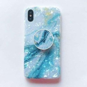 Husa protectie pentru Apple iPhone 11 Pro Max Soft IMD TPU Marble Albastru Suport inclus