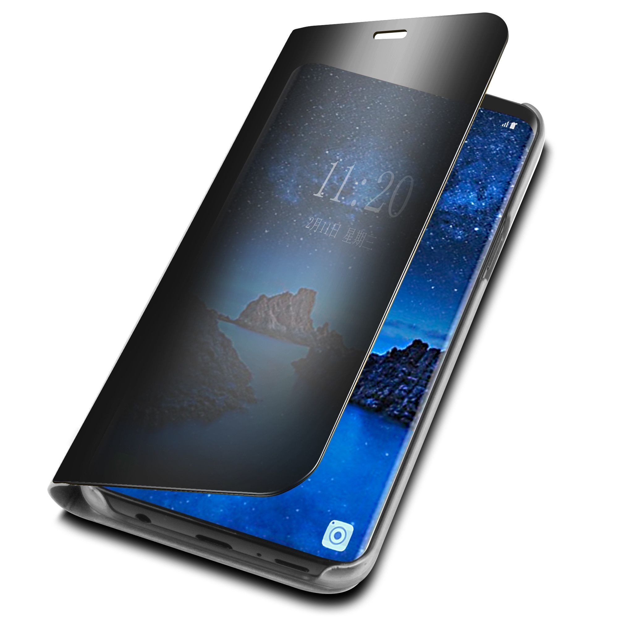 Husa Samsung Galaxy S9 Flip Cover Oglinda Negru