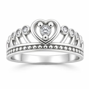 Inel din Argint 925, Jolie Silver, Model Coroana, cu Marcasite si Zirconiu, Design Elegant, Marimea 52, Argintiu