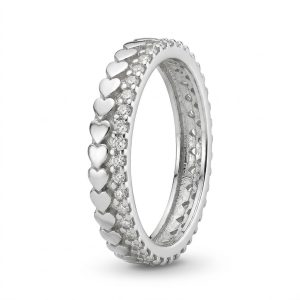 Inel din Argint 925, Jolie Silver, Model Inimi si Zirconiu