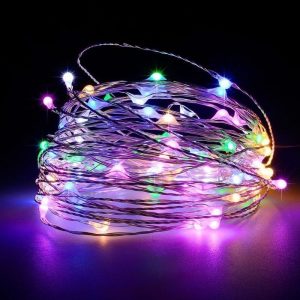 Instalatie de Craciun, Flippy, Decoratiune de Craciun, 100 Beculete LED, cu Baterii si Telecomanda, cu 8 Functii, Lungime 10 m, Multicolor