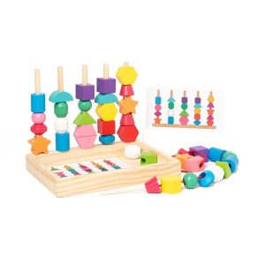 Jucarie Montessori de Sortat, Flippy, din Lemn, Forme Geometrice,+3 Ani, 25 de Piese, 21.5 x 16 x 3 cm, Multicolor