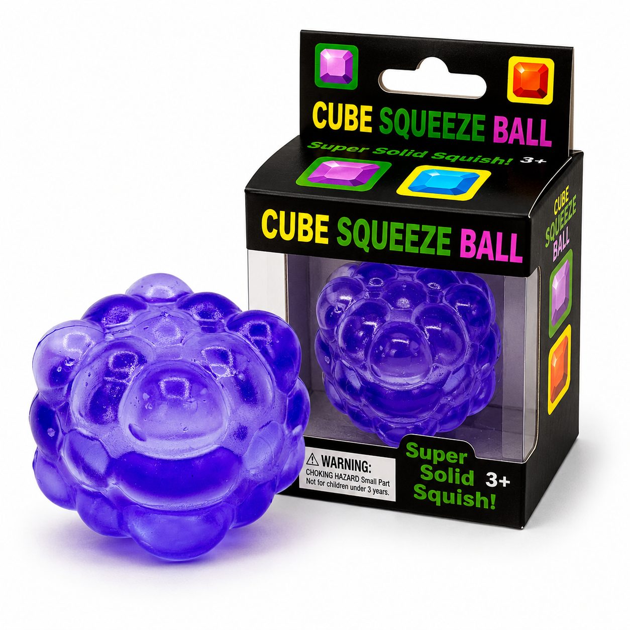 Jucarie Squishy tip Needoh in Forma de Cub, Flippy, Model Magic Bubble Cube 3D, Antistres Senzoriala Comprimabila cu Revenire, 5x5x5 cm, 125 g, Mov