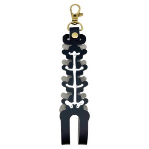Husa pentru Kendama, Flippy, tip Pandativ/Breloc, Imprimeu Skull, din Piele Ecologica, 26 x 3.2 cm, Negru