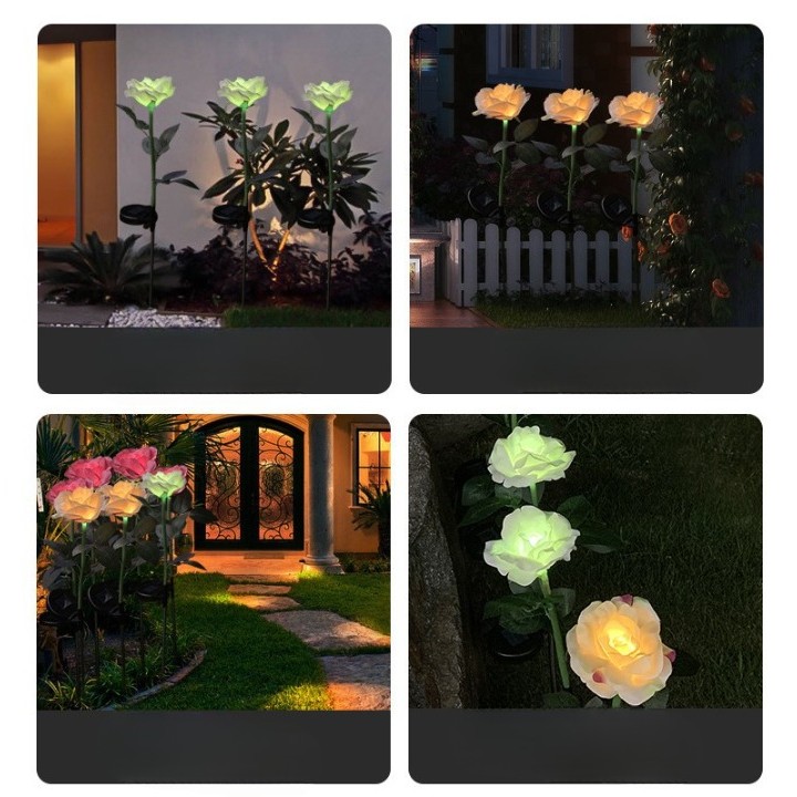 Lampa Solara LED tip Trandafir cu o floare pentru Gradina, Inaltime 75 cm, Flippy