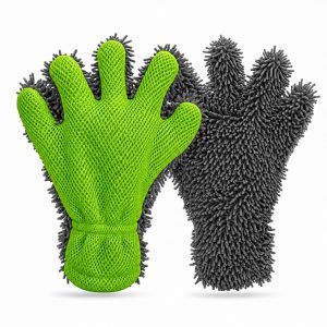 Manusa din Microfibra Chenille pentru Spalare si Curatare, Flippy, Model cu 5 Degete, Design cu Doua Fete, Reutilizabila, 28 x 24,5 cm, Gri