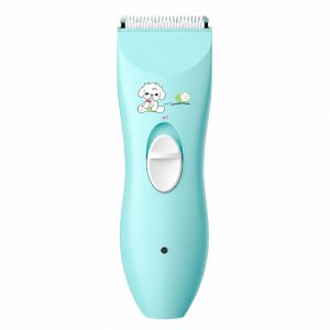 Masina De Tuns Bebelusi si Copii, Flippy, Lame Cermice si Inox, Fara Fir, Functie Anti Taiere, Silentios, 50 W, Rezistent la Apa, 2 Accesorii, Incarcator USB, Model Ursulet, Albastru deschis