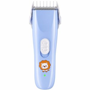 Masina De Tuns Bebelusi si Copii, Flippy, Lame Cermice si Inox, Fara Fir, Functie Anti Taiere, Silentios, 50 W, Rezistent la Apa, 2 Accesorii, Incarcator USB, Model Leu, Albastru