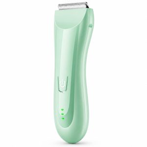Masina De Tuns Bebelusi si Copii, Flippy, Lame Cermice si Inox, Fara Fir, Functie Anti Taiere, Silentios, 50 W, Rezistent la Apa, 2 Accesorii, Incarcator USB, Verde deschis