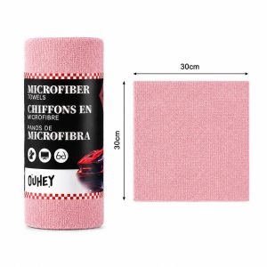 Set 50 Lavete din Microfibra, Flippy, pentru Curatare Auto si Suprafete, Absorbante si Reutilizabile, 30 x 30 cm, Roz