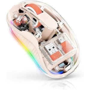 Mouse Wireless, Flippy, Dual Bluetooth, 2.4 GHz, Multi Device, USB-C, 4 Niveluri DPI 800-2400, Reincarcabil, Iluminare LED, Compatibil MacBook/iPad/Laptop, 10 x 6 cm, Crem
