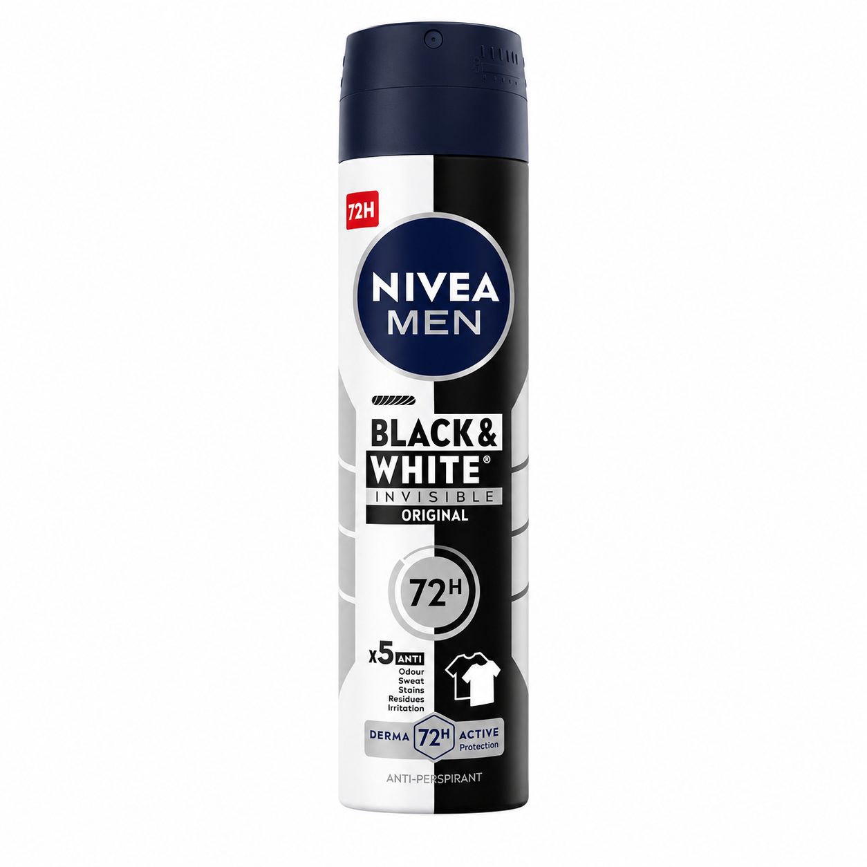 Deodorant Antiperspirant Spray, NIVEA, 72 h, MEN Black & White Invisible, Original 150 ml