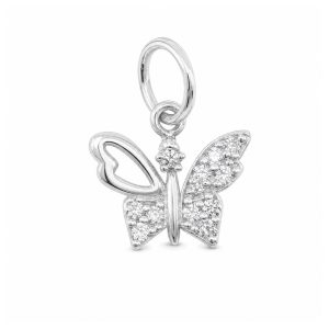 Pandantiv, Jolie Silver, Argint 925, Model Fluture Cu Pietre, 0.5 g, 1 x 1 cm