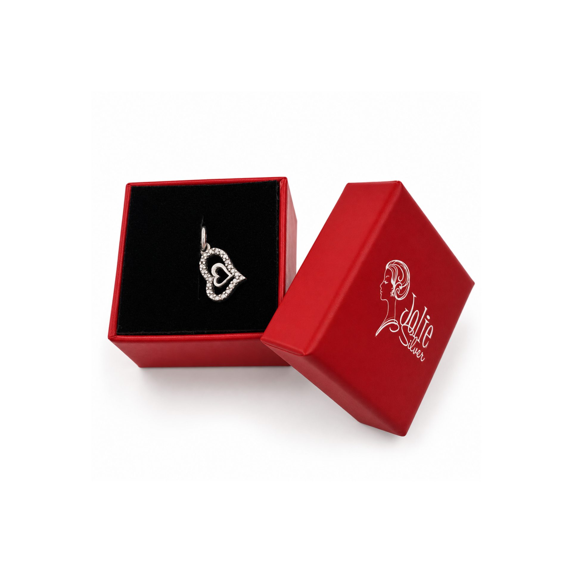 Pandantiv, Jolie Silver, Argint 925, Model Inima in Inima, 0.8 g, 18x11 mm