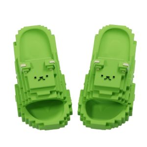 Papuci Casual pentru Adolescenti, Flippy, Model Unisex de Forma Pixel, Rezistenti Usori si Moi din Spuma EVA Antiderapanti, Marime 40-41, Verde deschis