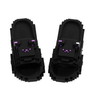 Papuci Casual pentru Adolescenti, Flippy, Model Unisex de Forma Pixel, Rezistenti Usori si Moi din Spuma EVA Antiderapanti, Marime 36-37, Negru