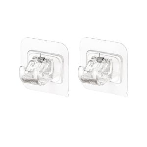 Set 2 Carlige Adezive Transparente, Flippy, Rezistente la Apa, 5 kg, Plastic, 6x6x4 cm