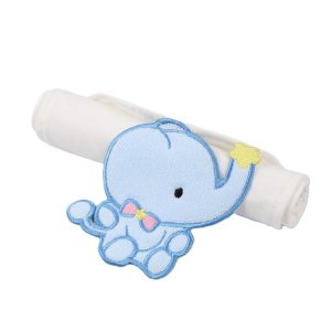 Prosop Absorbant, Flippy, din Bumbac, pentru Bebelusi, 19x28 cm, Model Elefantel, Alb