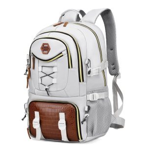 Rucsac Multifunctional pentru Calatorie, Flippy, pentru Alpinism, Voiaj, Drumetii, din Panza Oxford, 34x16x52 cm, Alb
